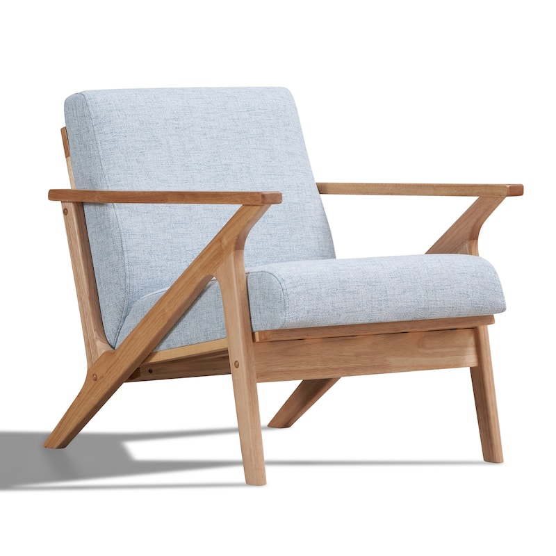 Omax Decor Zola Lounge Chair - Light Blue/Walnut