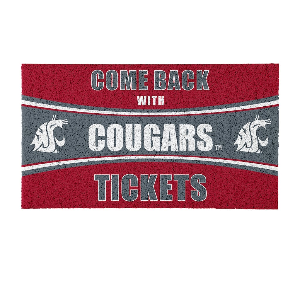 Washington State University 28 in. x 16 in. PVC "Come Back With Tickets" Trapper Door Mat