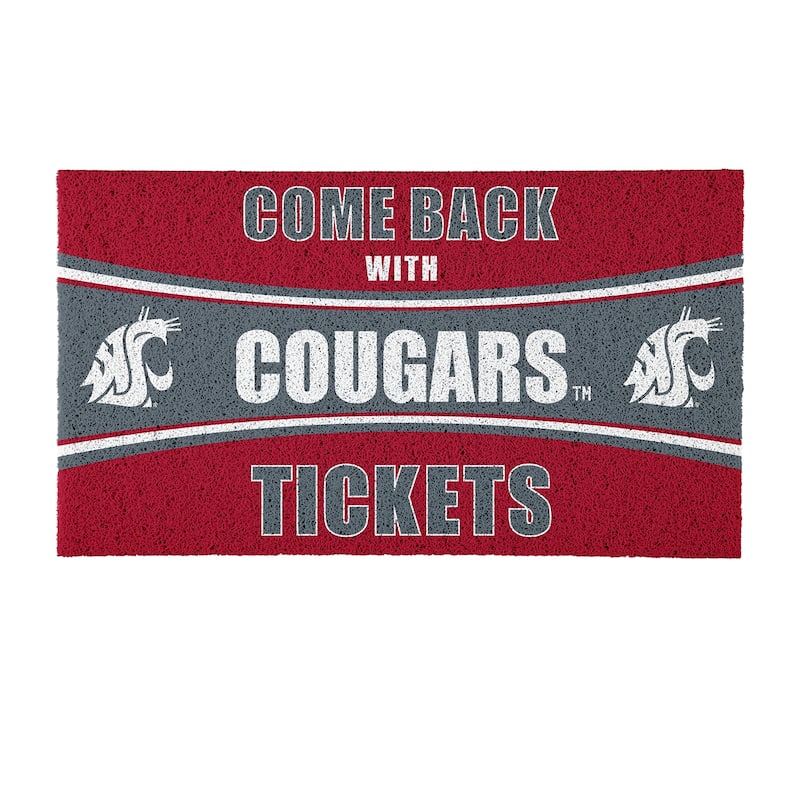 Washington State University 28 in. x 16 in. PVC "Come Back With Tickets" Trapper Door Mat