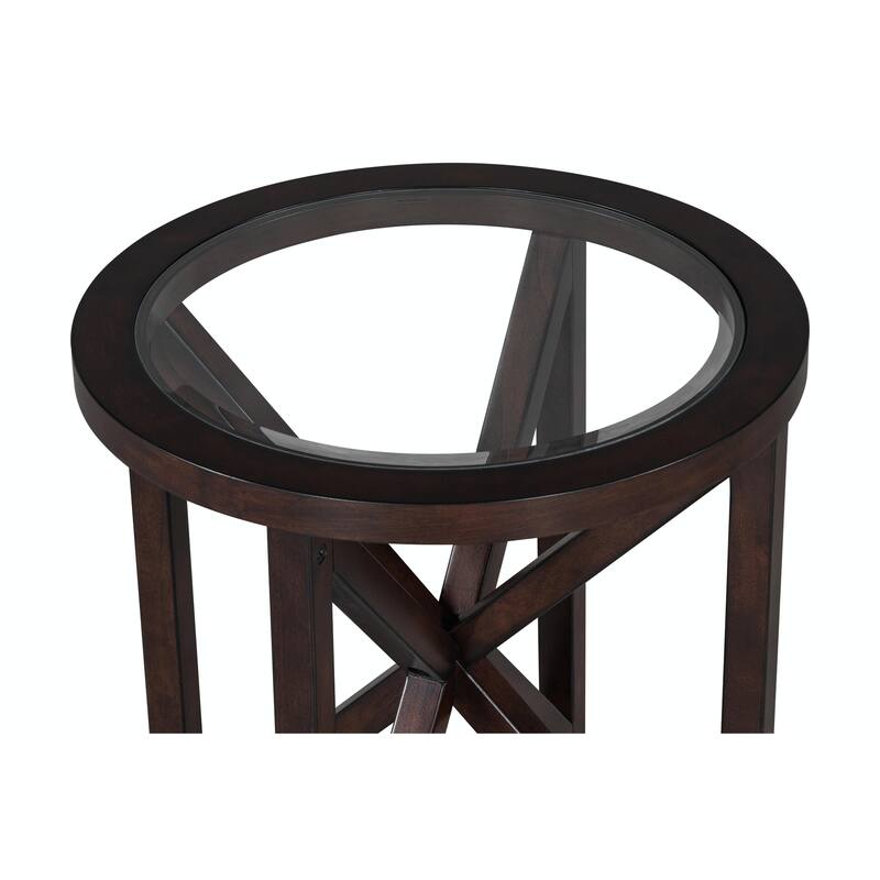 Contemporary Glass End Table with Tempered Round Top