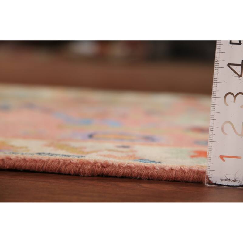 Pink Oushak Indian Runner Rug Handmade Wool Carpet - 2'7"x 7'9"