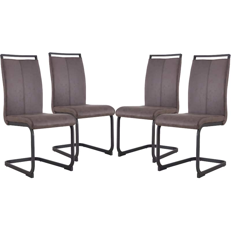 4 Pc Dining Chairs, PU Leather/ Fabric Padded Seat Living Room Chair