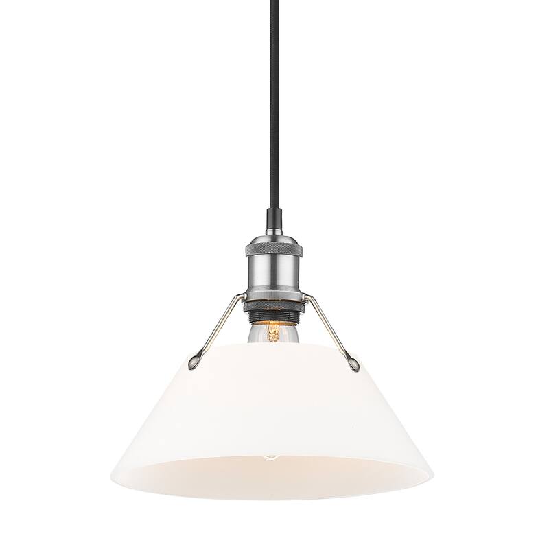 Orwell 10" Wide Medium Pendant in Pewter with Opal Glass - Silver