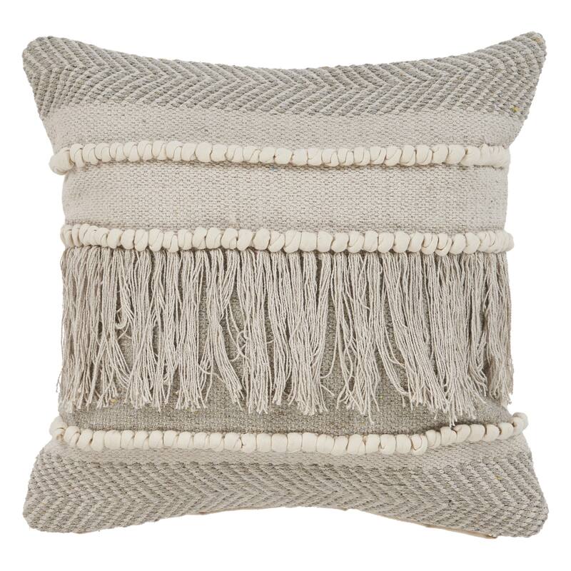 Sevita Willow Fringed Cotton Throw Pillow