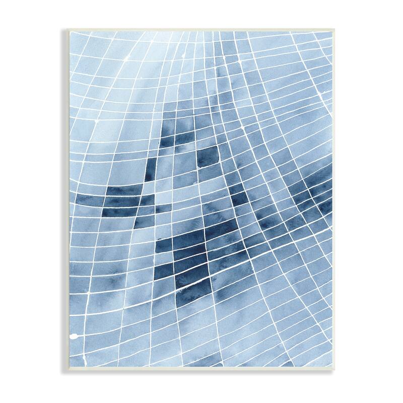 Stupell Abstract Blue Squares Shapes Modern White Outlines Wood Wall Art, Design by Regina Moore - 13 x 19