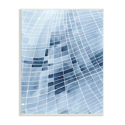 Stupell Abstract Blue Squares Shapes Modern White Outlines Wood Wall Art, Design by Regina Moore