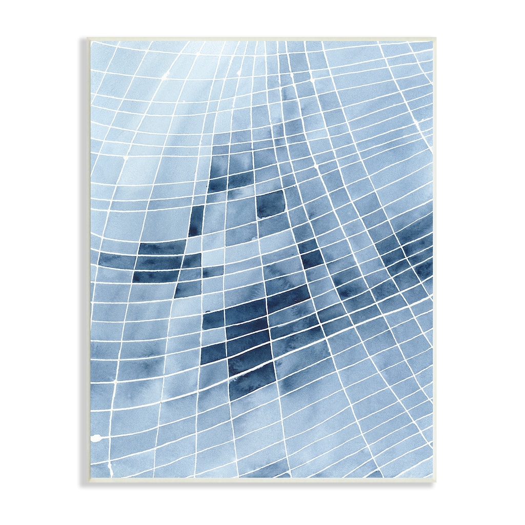 Stupell Abstract Blue Squares Shapes Modern White Outlines Wood Wall Art, Design by Regina Moore