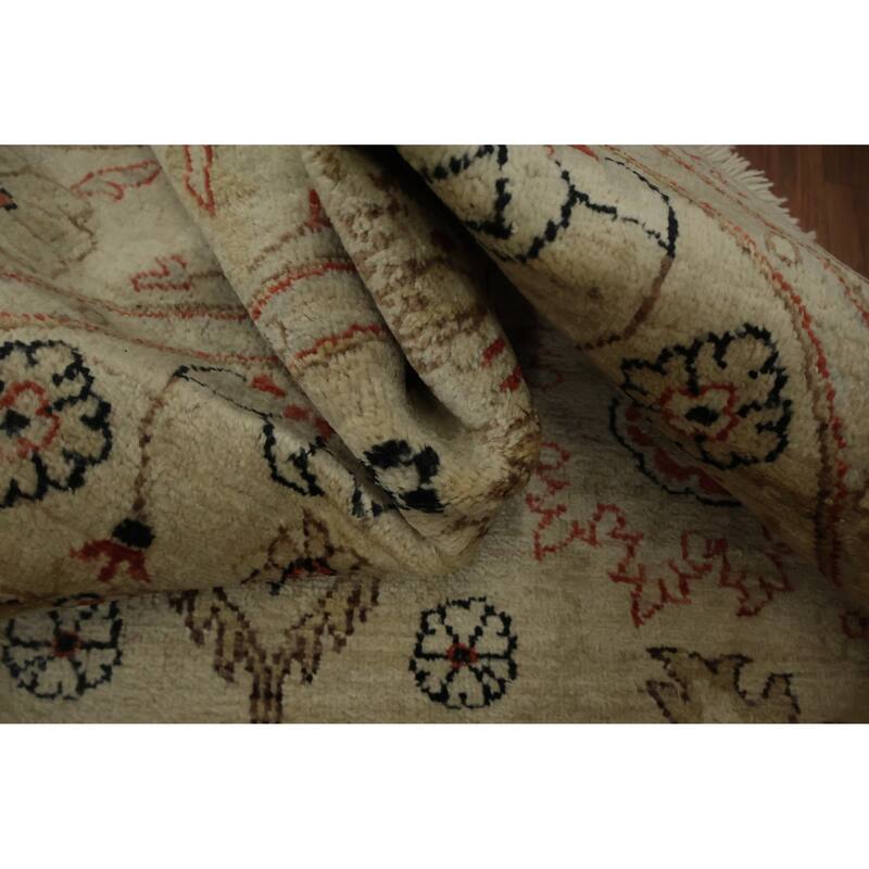 Hand Knotted Oriental 100% Wool Carpet Traditional Floral Beige & Ivories Peshawar Area Rug - 5' 3'' X 5' 3''