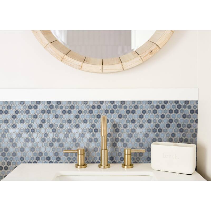 Merola Tile Hudson 1" Hex Stillwater 11-7/8" x 13-1/4" Porcelain Mosaic Floor and Wall Tile - Case (10 Tiles)