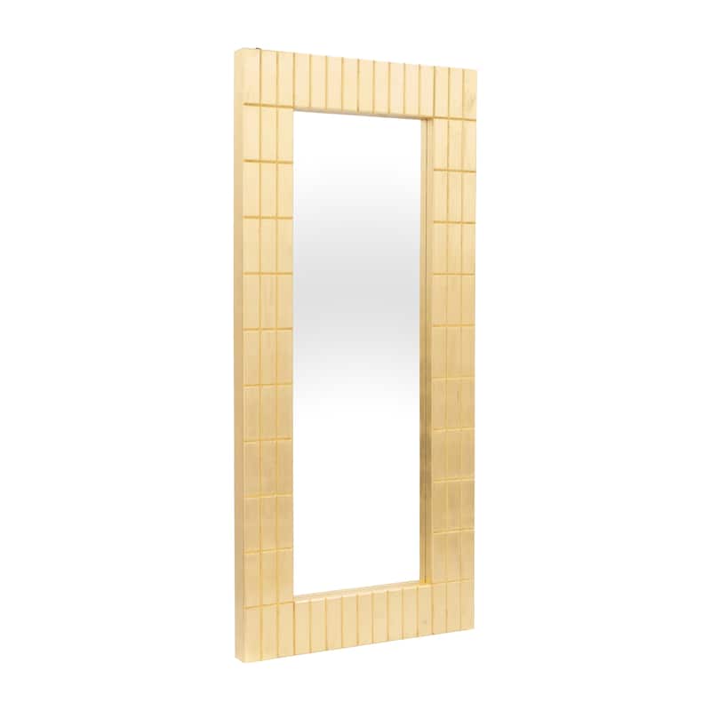 Sagebrook Home Glam Modern 39x87 Gold Bars Rectangular Mirror with Wood Frame and Gold Leaf Finish - 39" x 4" x 87"
