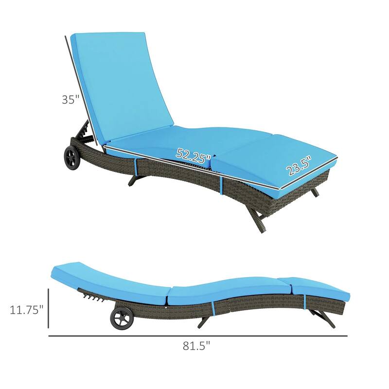 Foldable Chaise Lounge, 5-Level Adjustable Backrest, Breathable Mesh