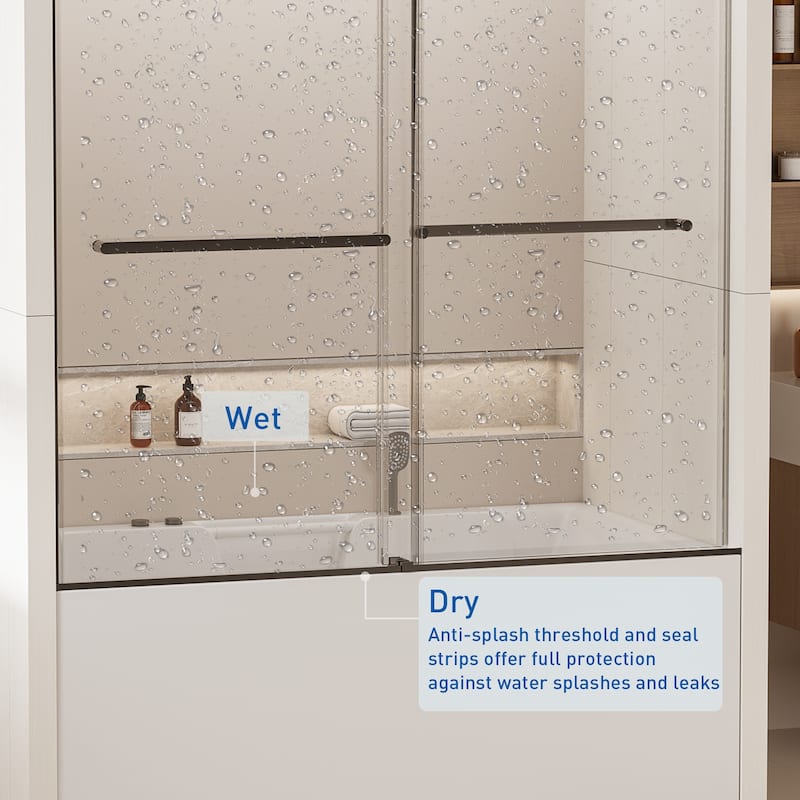 Frameless Double Sliding Tub Door