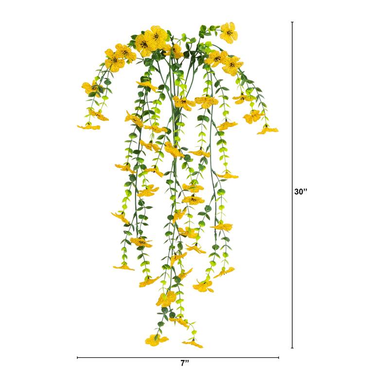 31-in UV Resistant Artificial Daisy Hanging Plant - Set of 6