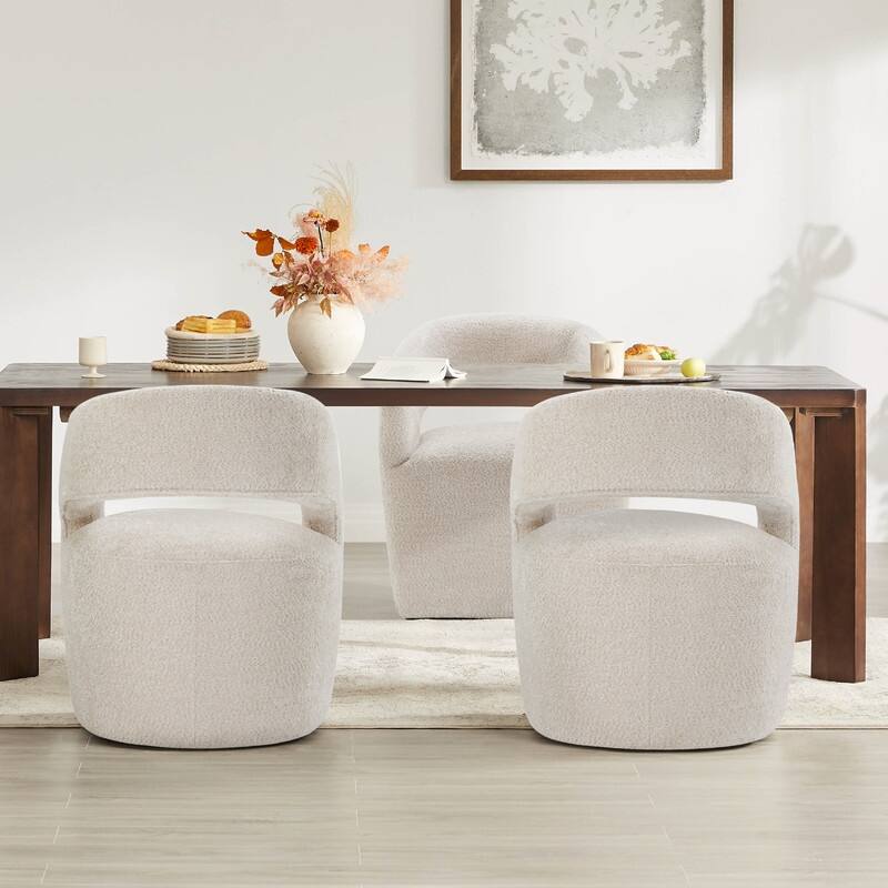 Spruce & Spring Modern Barrel Dining Chair with Casters Rolling Accent Chair