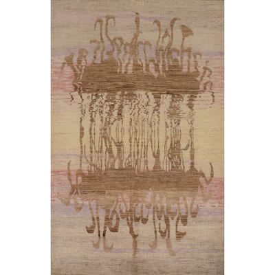 Hand Knotted Oriental 100% Wool Carpet Modern Animal Pictorial Multi-Colored Modern Area Rug - 7' 3'' X 4' 11''