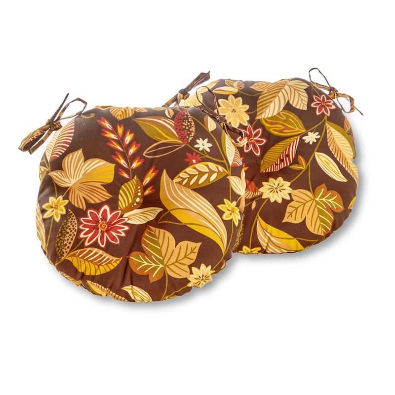 Outdoor 15-inch Timberland Floral Bistro Chair Cushions (Set of 2)