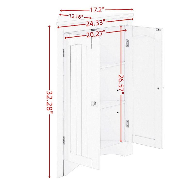 Free Standing Corner Cabinet With Doors and Shelves