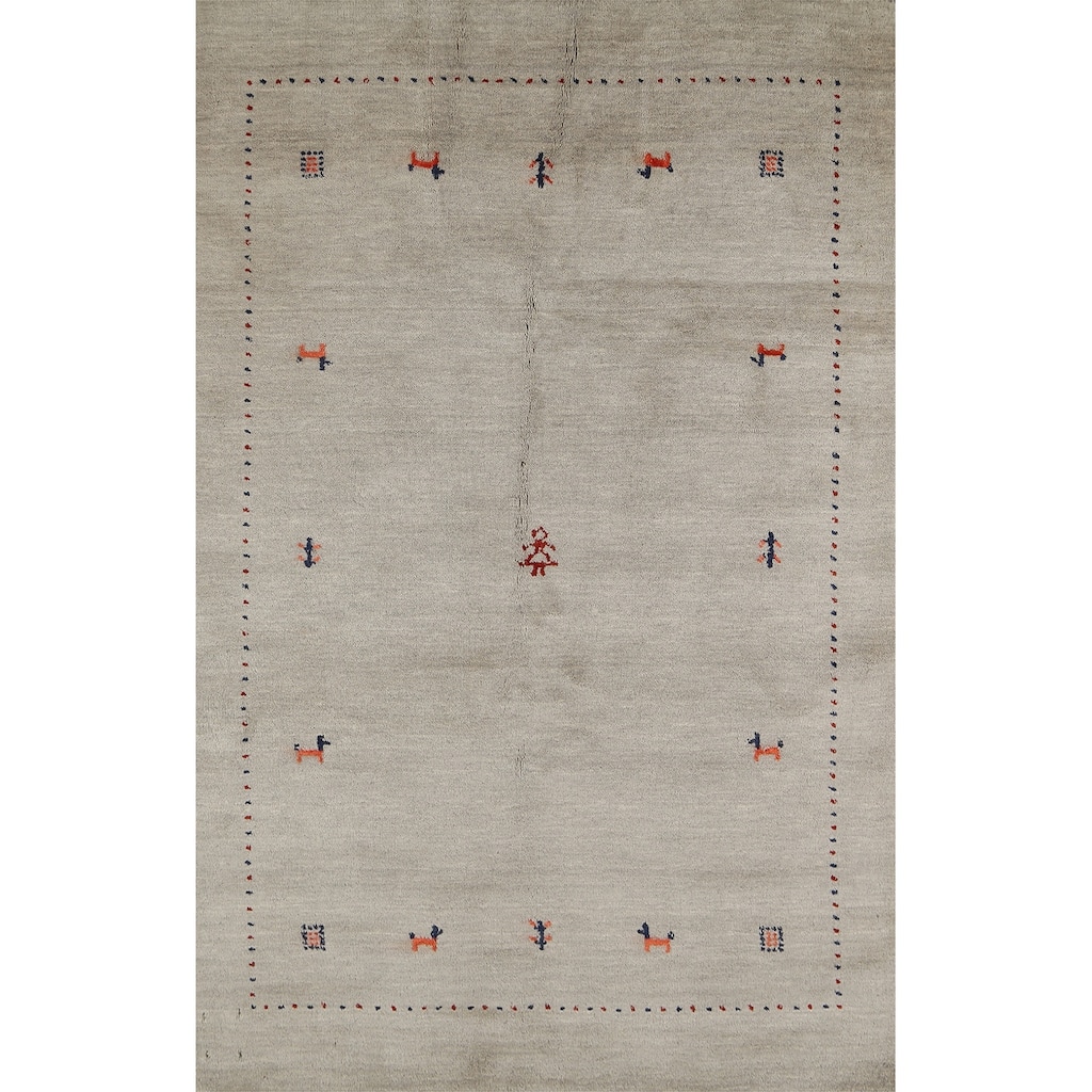 Animals Tribal Gabbeh Oriental Accent Rug Handmade Wool Carpet - 3'11"x 5'10"