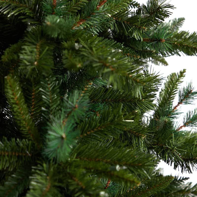 8Ft Artificial Christmas Tree with Clear Lights - Mid Century Pine Holiday Decor - Green - 96