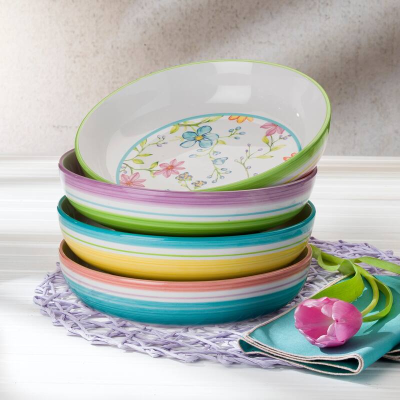 Euro Ceramica Charlotte 4 Piece Assorted Pasta Bowl Set - 8.54 in. x 8.54 in. x 2.17 in.