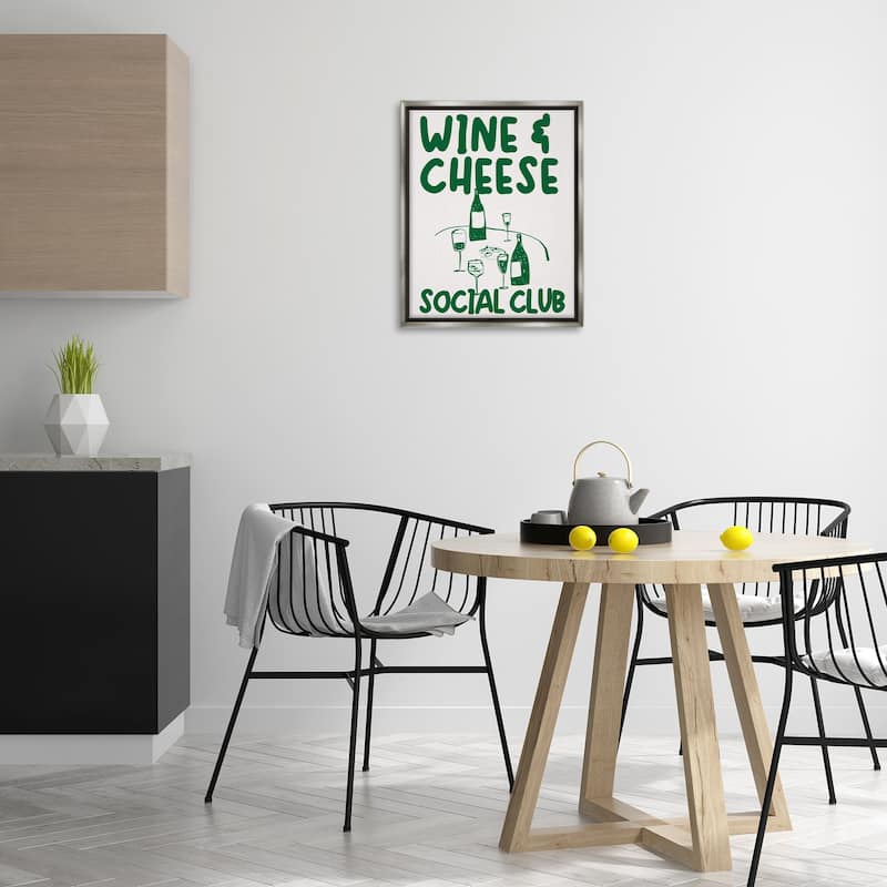 Stupell Wine & Cheese Social Club Framed Floater Canvas Wall Art Design By House of Lulu
