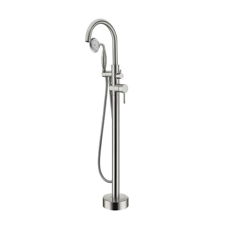 Vanityfair Floor Mount Freestanding Bathtub Faucet Tub Filler with Hand Shower - Brushed Nickel