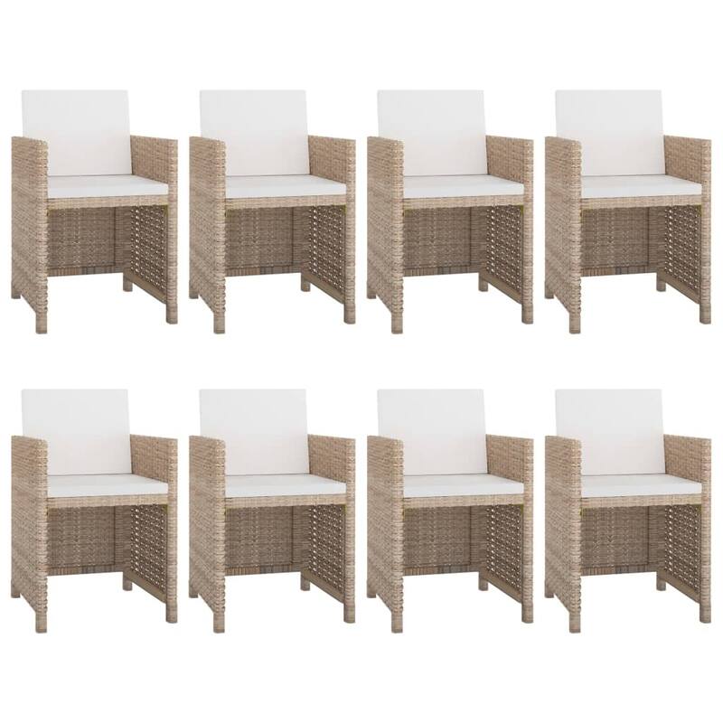 vidaXL Patio Dining Set 9 Piece Conversation Set with Cushions Poly Rattan - 20.5" x 22" x 33.5"