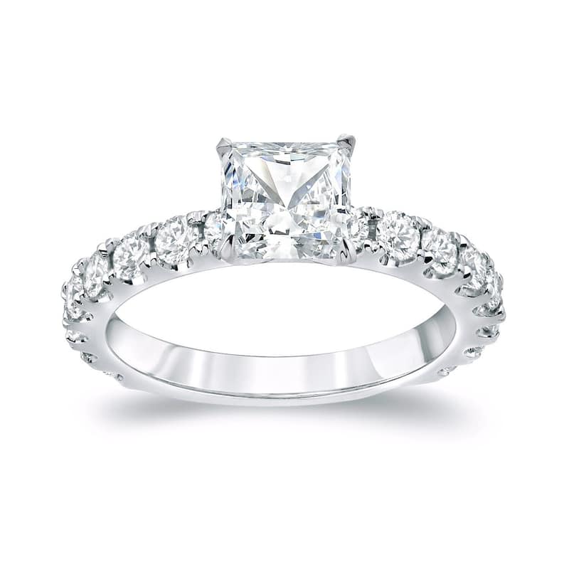 Auriya 14k Gold 2ctw Classic Princess-cut Diamond Engagement Ring - White - 9.5
