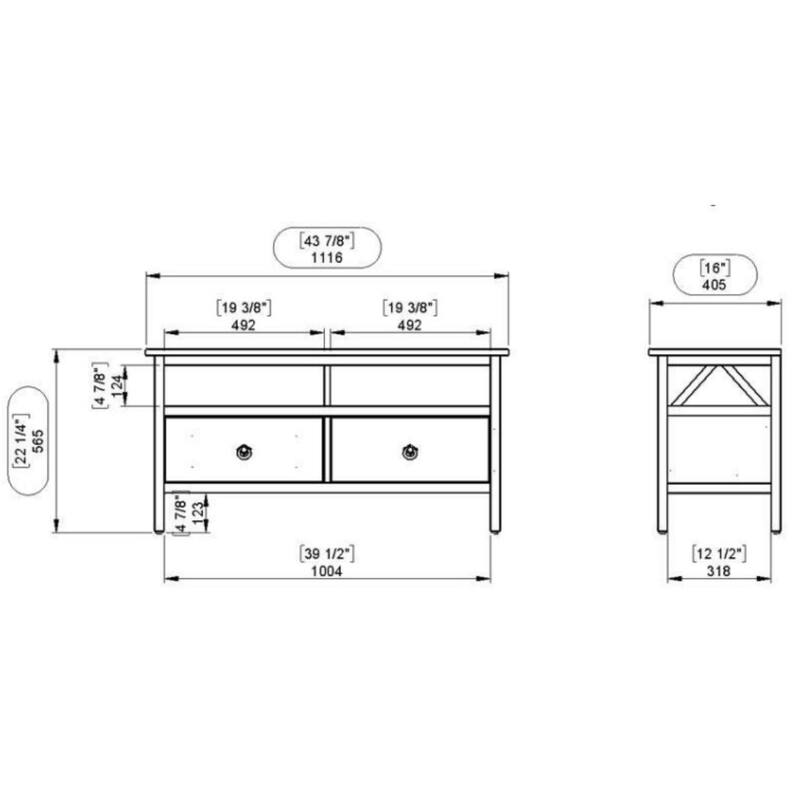 TV Stand With Open Shelves and Drawers - 44" - Walnut Brown