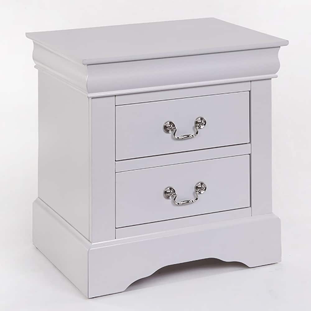 White 2-Drawer Nightstand with Metal Handles