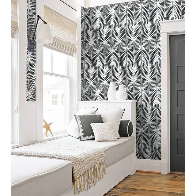 NextWall Paradise Palm Peel-and-Stick Wallpaper - 20.5 in. W x 18 ft. L - Black Sands