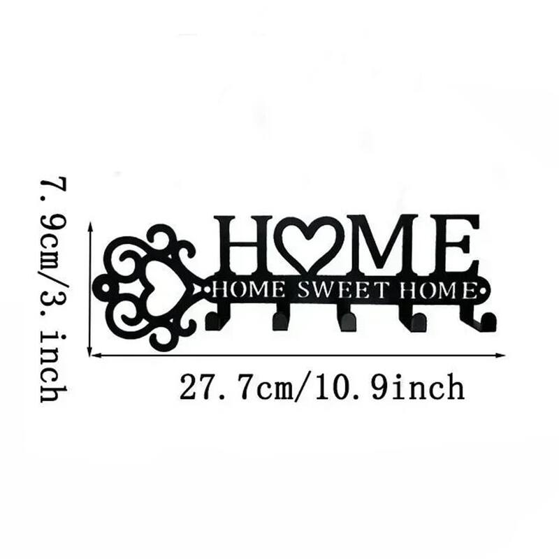 Wall-Mounted Key Holder with 5 Hooks, Entryway Coat & Towel Rack - 10.9" x 3"