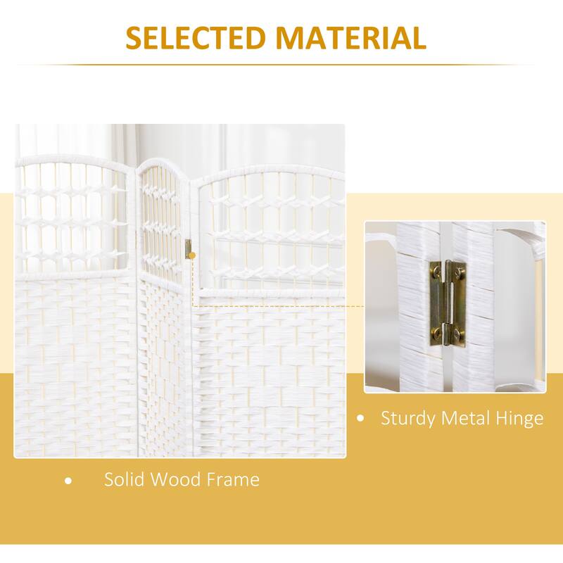 4 Panel Room Divider, Folding Privacy Screen, 5.6' Room Separator, Wave Fiber Freestanding Partition Wall Divider