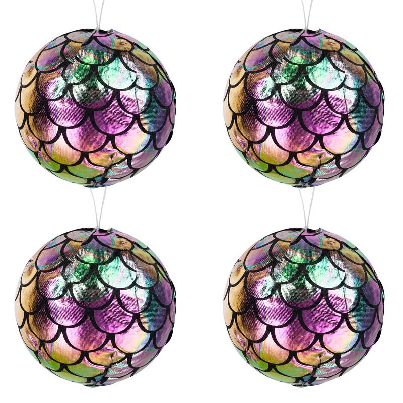 Mermaid Iridescent Christmas Ball Ornaments - 2.75" - Multicolor - Set of 4