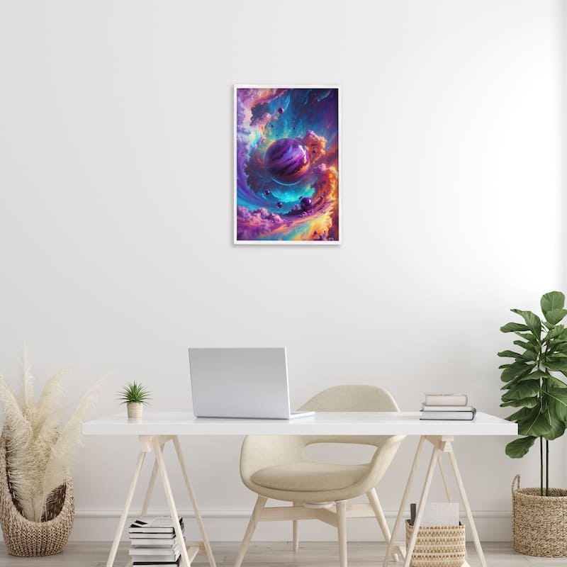 Stupell Surreal Planets with Chromatic Clouds Framed Giclee Art Design By Wumples