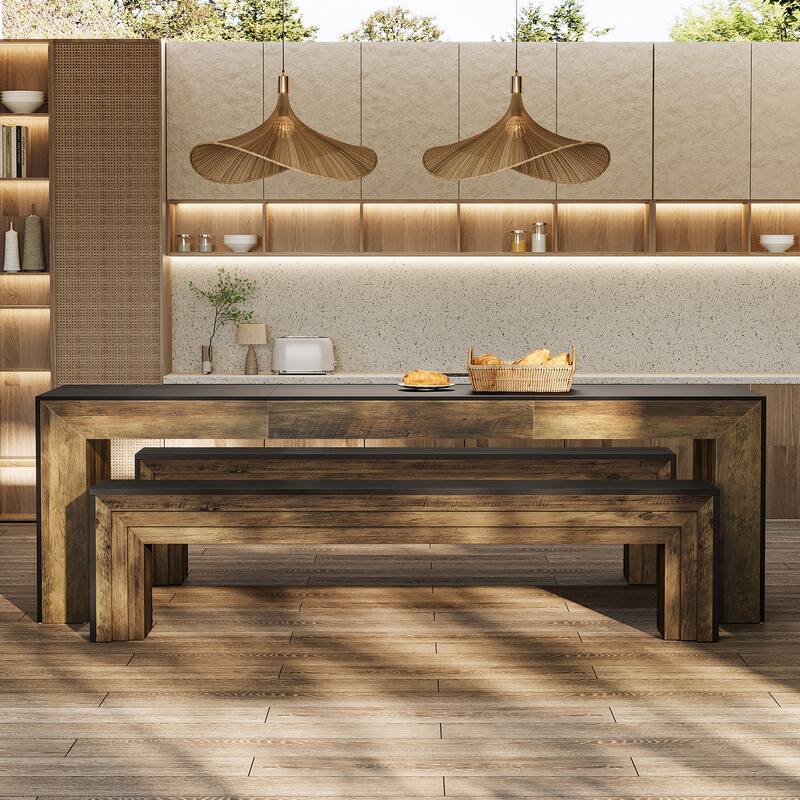 70.9-Inch Wooden Dining Bench, Extra Long Kitchen Bench Seating for Dining/Living Room, Entryway, Bedroom