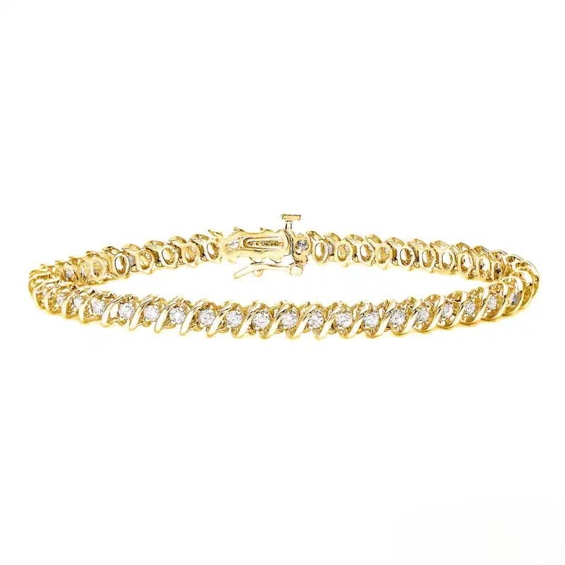 Auriya 1ct to 10ct TW S-link Diamond Tennis Bracelet 14k Gold