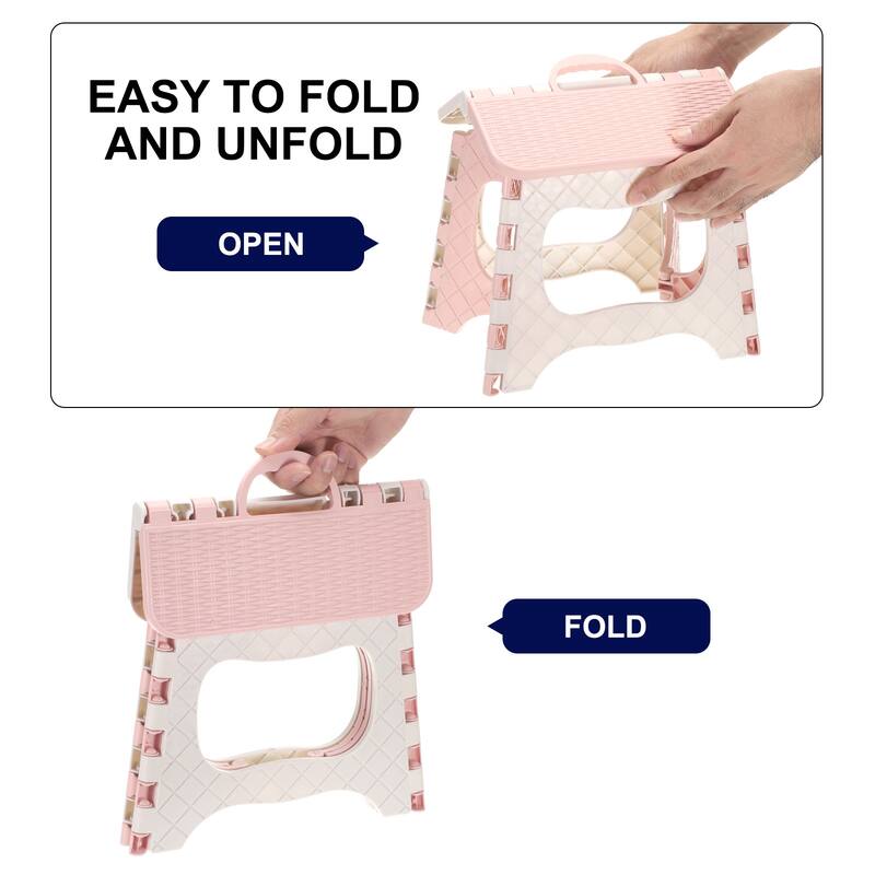 8" Folding Step Stool for Bathroom 165 lbs Capacity Indoors/Outdoors - 9.8 x 7.3 x 7.9inch