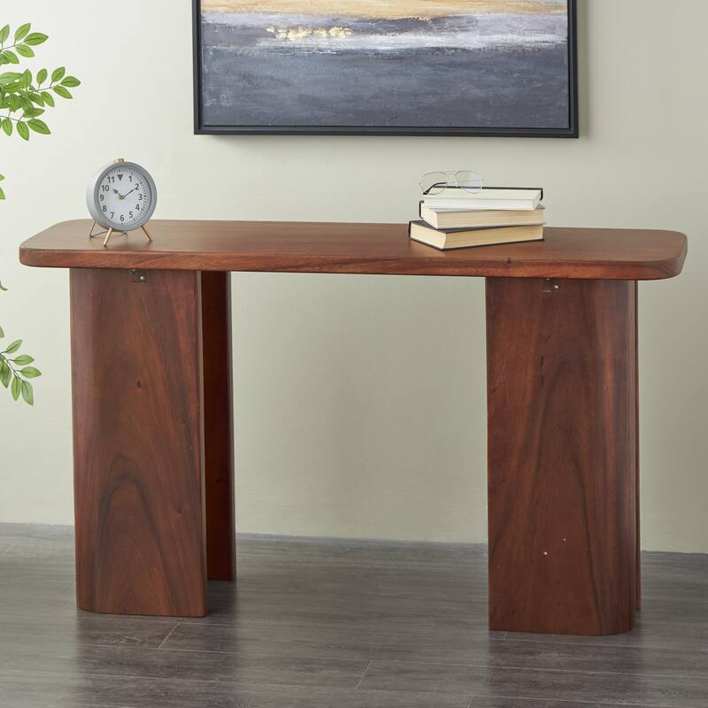Wood Rectangular Console Table with Curved Legs Panels - Dark Brown - Roche River Decor