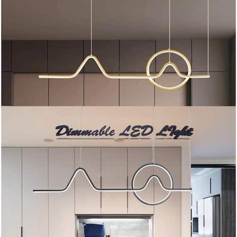 Modern Dimmable LED Metal Linear Pendant Light Dining Room