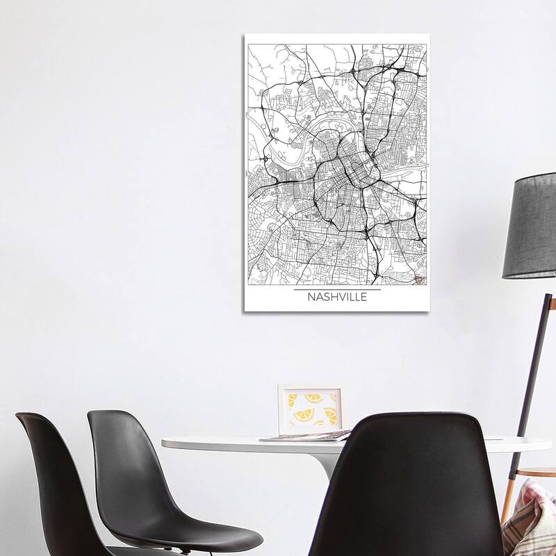 iCanvas "Nashville Minimal Urban Blueprint Map" by Hubert Roguski Canvas Print - 40x26x1.5