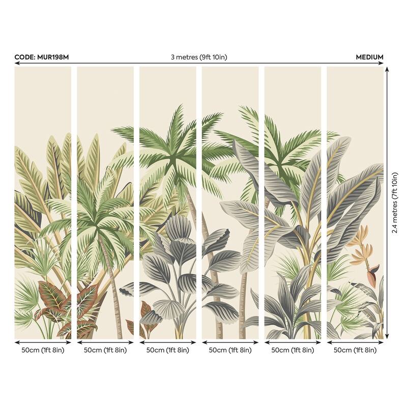 Green Tropical Palm Trees Wall Mural