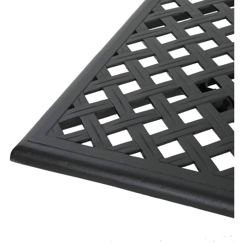 Roomfitters 6-Person Rectangular Cast Aluminum Outdoor Dining Set with 63" Table, Elegant Weather-Resistant Style, Black