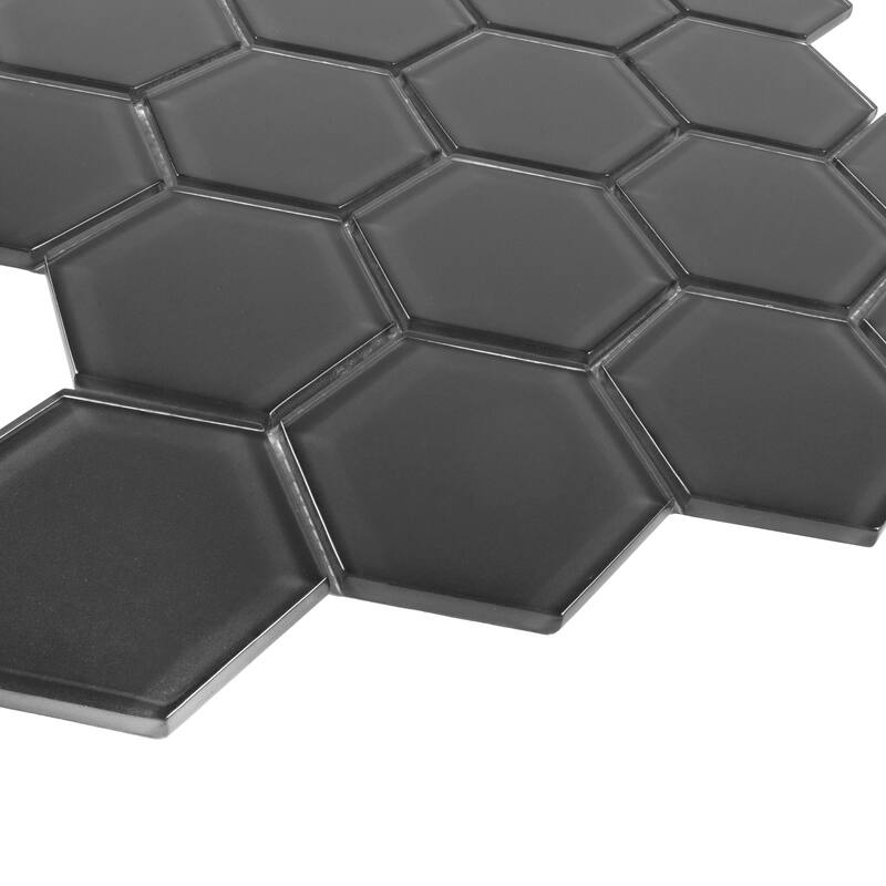 3" Beehive 10.25 in. x 11.75 in. Hexagon Glass Mesh-Mounted Mosaic Tile