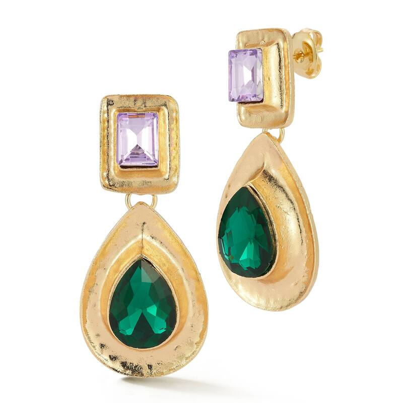 Chloe & Madison CZ Statement Drop Earrings - Yellow