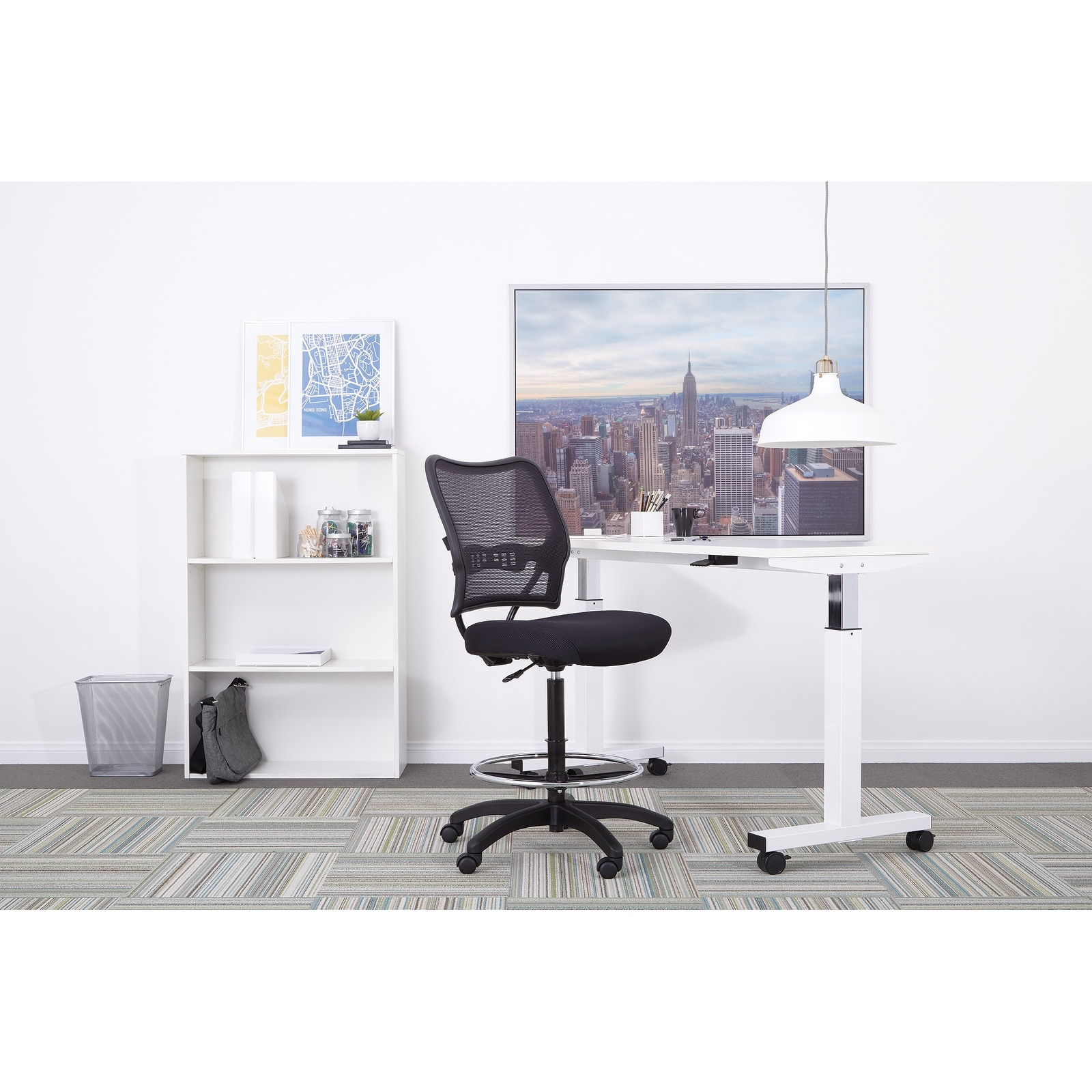 OSP Deluxe Back Drafting Chair with Lumbar Support and Adjustable Height