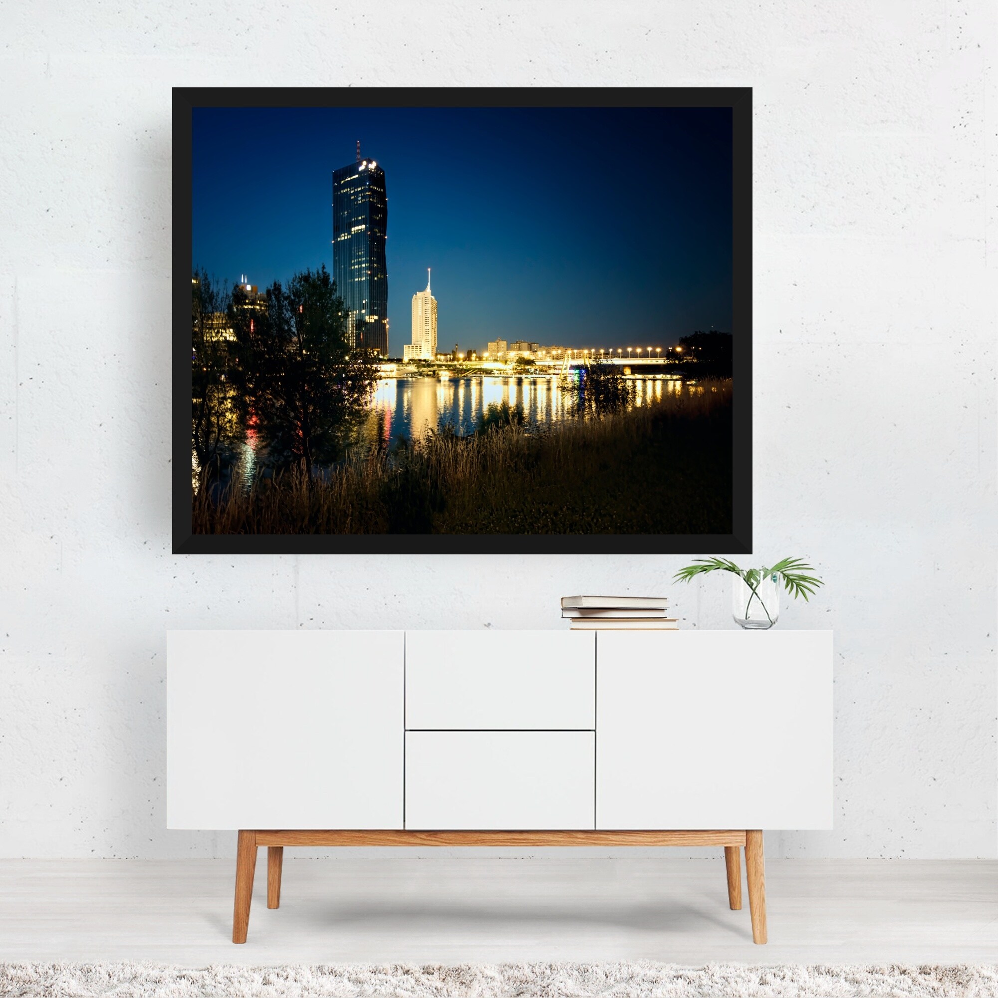 Shop Vienna Austria City Cityscape Night Framed Wall Art Print Overstock 31896862