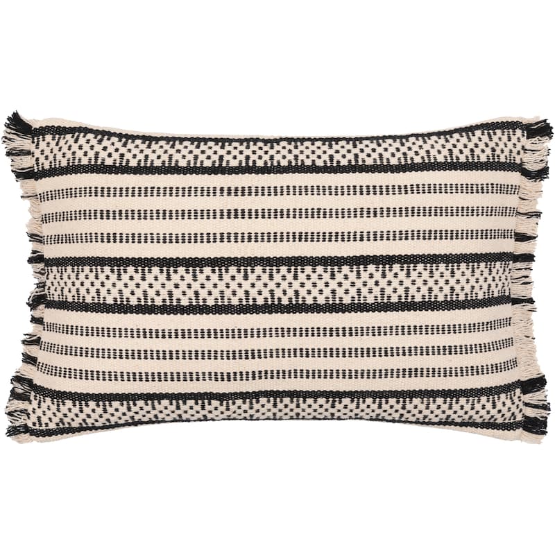 Maxine Geometric Stripes Throw Pillow with Fringe