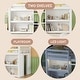 preview thumbnail 4 of 7, White Twin Size Wood Low Loft Bed with Two-Tier Shelves and LED