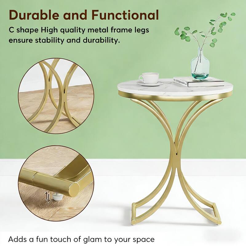 Versatile Design Sofa Side Table, Chic Round End Table, Narrow Coffee Table